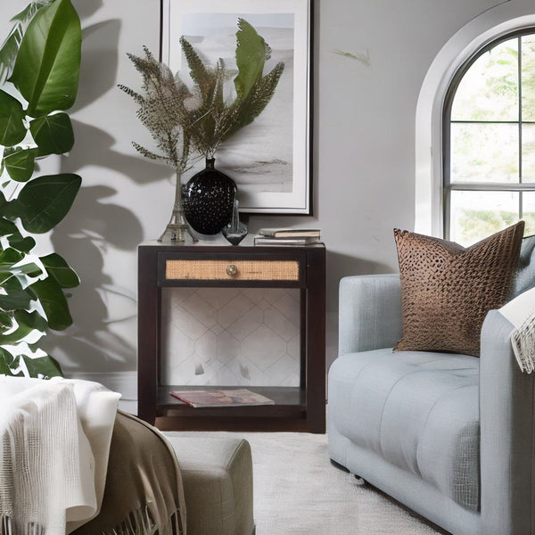 wooden bedside table, solid wood bedside table