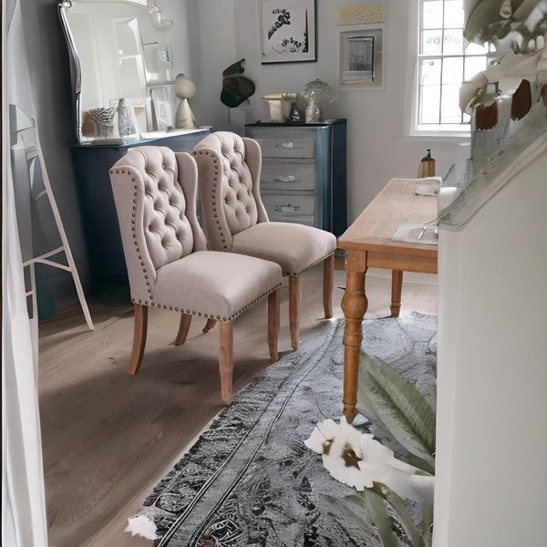 Modern Rajasthani Stylish Solid Sheesham Wood and Fabric Dining Chair