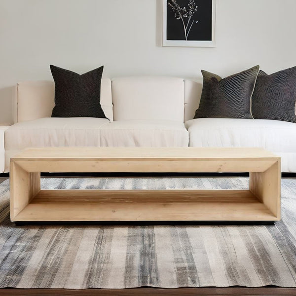 Contemporary Solid Wood Natural Finish Coffee Table