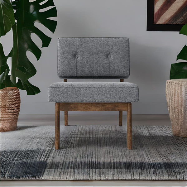 Modern sheesham Wood and Fabric Accent Chair