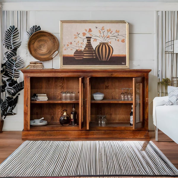 Modern Zinnia Premium Solid Mango Wood Buffet Sideboard