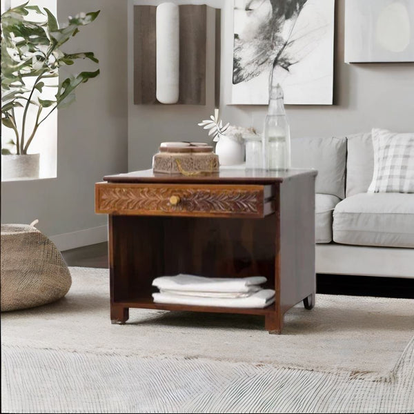 Classic Viola Vintage Solid Sheesham Wood Nightstand Bedside Table