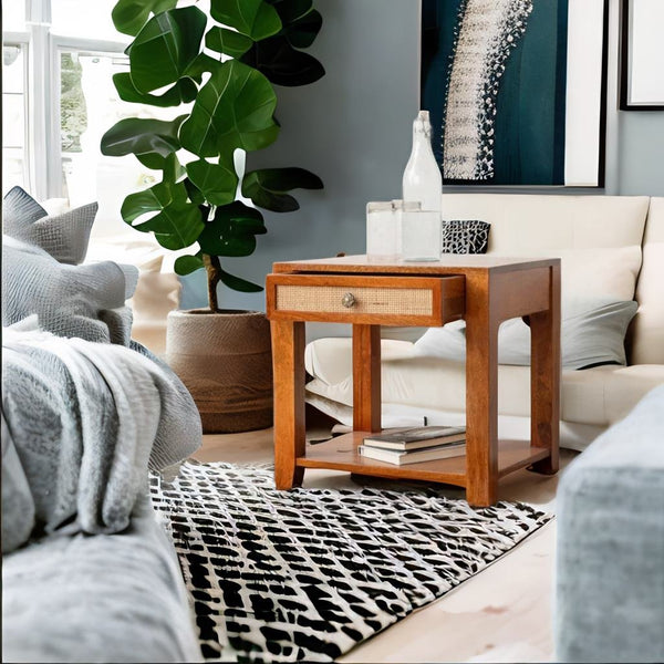 Modern Classy Neva Vintage Solid Mango Wood Nightstand for Bedroom