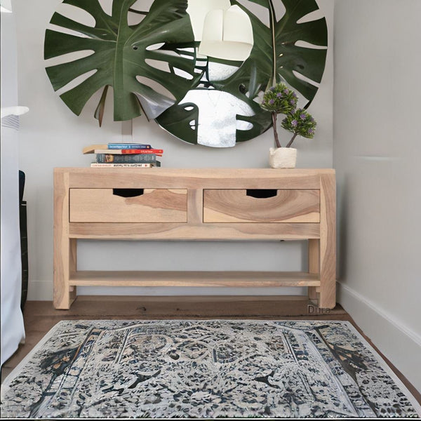 Classic Solid Sheesham Wood With 2 Drawer Bedside Table