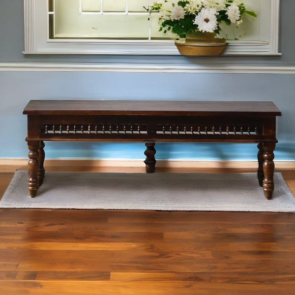 ClassicSheesham Wood Bench In Brown Finish