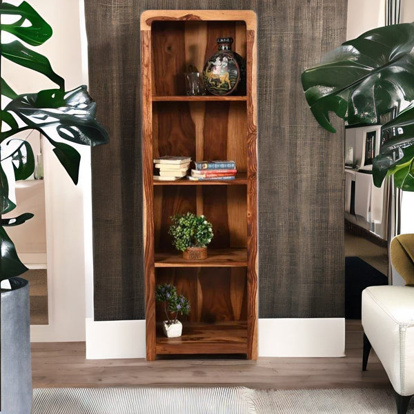 Modern Mehran Elementary Classsy Sheesham Wood Honey Bookcase