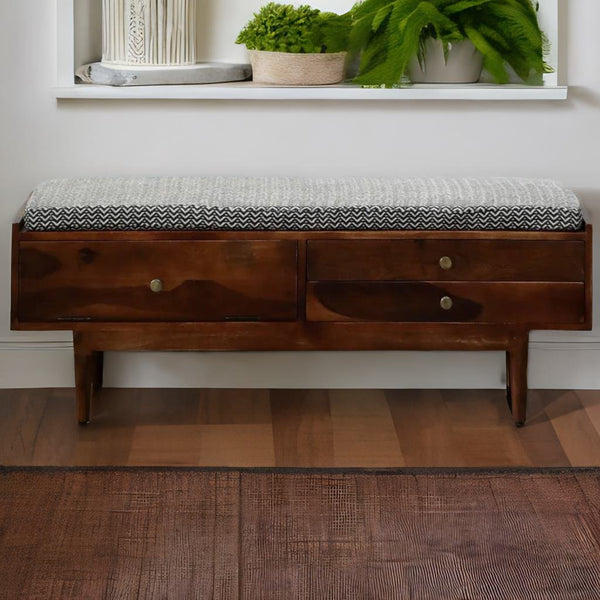 ClassicSheesham Wood Bench In Provincial Teak Finish