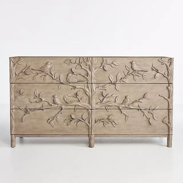 Passero Hand Carved Chest Of 6 Drawer And Dresser