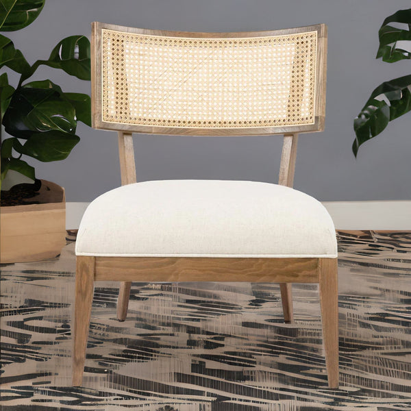 Modern Rattan Solid Wood Dining Chair - Natural Finish