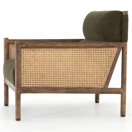 Classic Rattan Solid WoodArm Chair - Green Finish