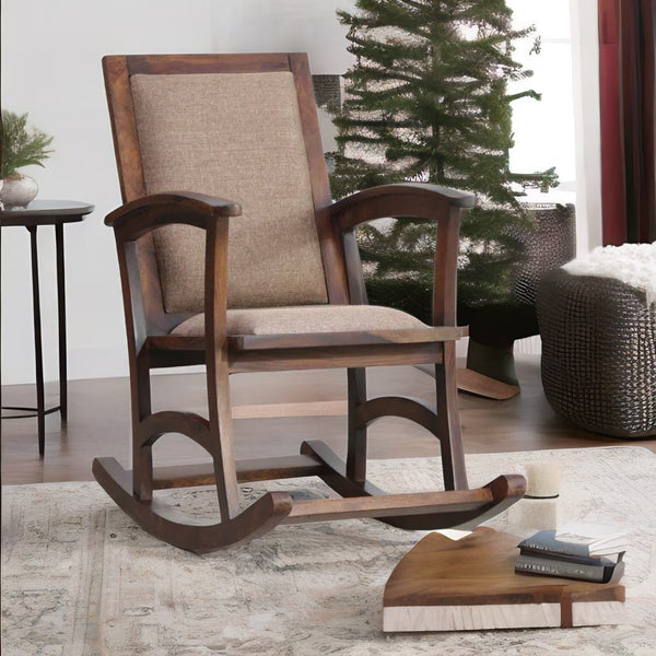 Classic Sheesham Wood Rocking Chair in Provincial Teak Finish