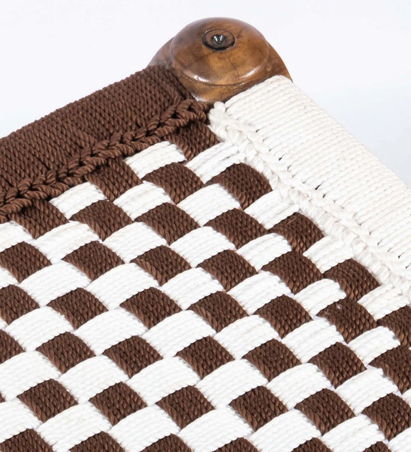 Classic Solid Sheesham Wood and Fabric Foot Stool