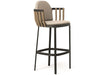 Modern High Upholstered Fabric Stool With Back