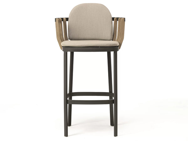 Modern High Upholstered Fabric Stool With Back