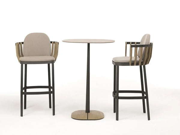 Modern High Upholstered Fabric Stool With Back