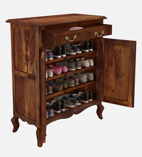 Solid Wood Shoe Rack Cabinet In Provincial Teak Finish