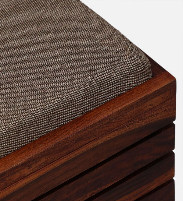 Shoe Rack with Seating In Honey Oak Finish With Biege Cushioned Chair