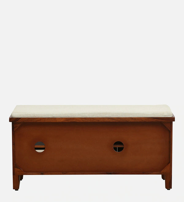 Wooden Shoe Rack With Seating In Honey Oak Finish