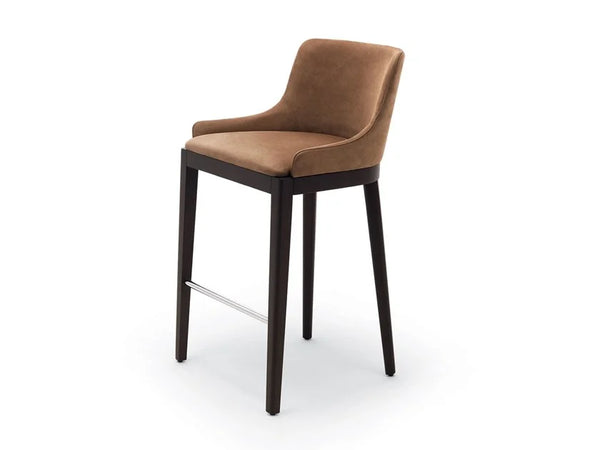Modern High Upholstered Teakwood stool with back