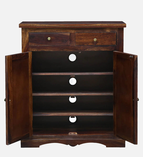 Classic Sheesham Wood Shoe Cabinet In Provincial Teak Finish