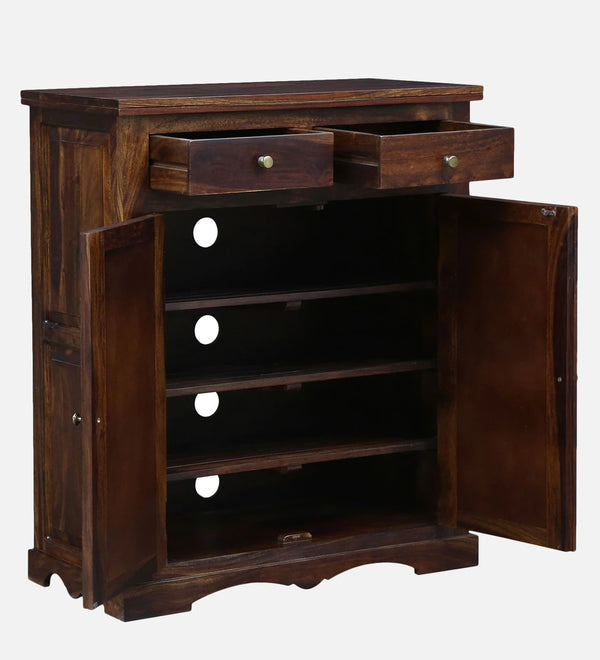 Classic Sheesham Wood Shoe Cabinet In Provincial Teak Finish