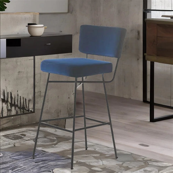 Modern High Upholstered Fabric stool with back