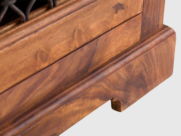 Classic Sheesham Wood Natural Sideboard With Metal Jali