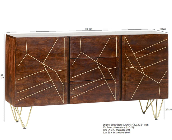 Picasso Dark Mango Wood Large Sideboard