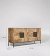 Modern Mango Wood Natural Finish Sideboard With Metal Handle