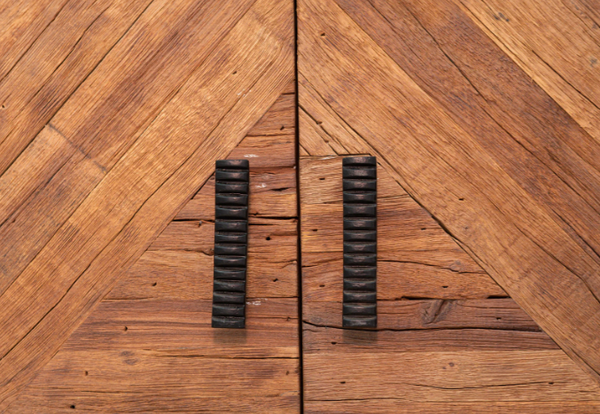 Rustic Reclaimed Wood Sideboard With Grey Metal Frame