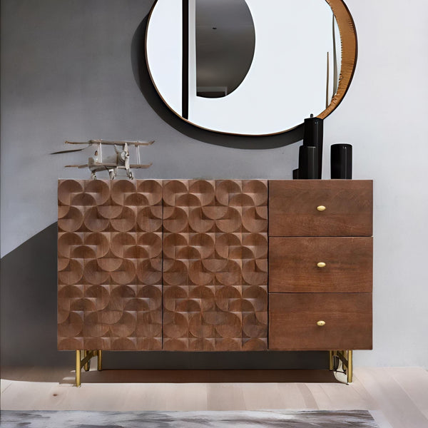 Glazed Modern Mango Wood Sideboard