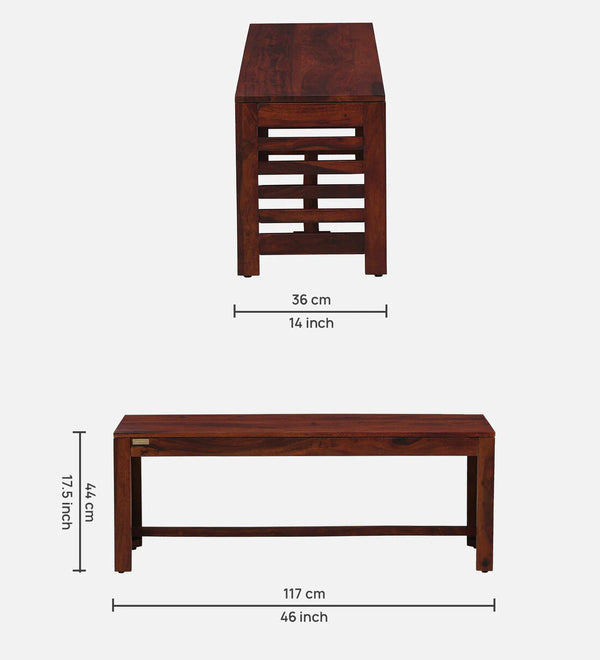 Wooden 2 Seater Bench In Honey Oak Finish