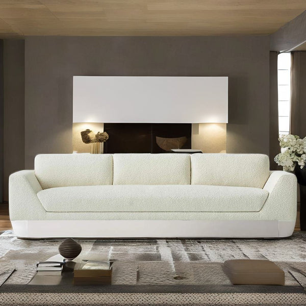 Milano Designer Cream Boucle Fabric -3 Seater Sofa