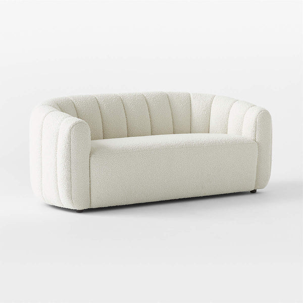 Milano Modern White Boucle Fabric Sofa - 2 Seater