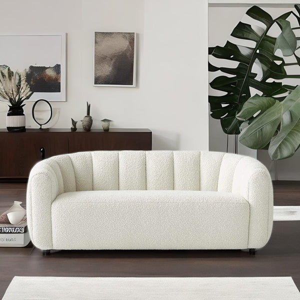 Milano Modern White Boucle Fabric Sofa - 2 Seater