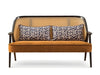Rattan Classic Two Seater Sofa With Cane & Velvet Seat