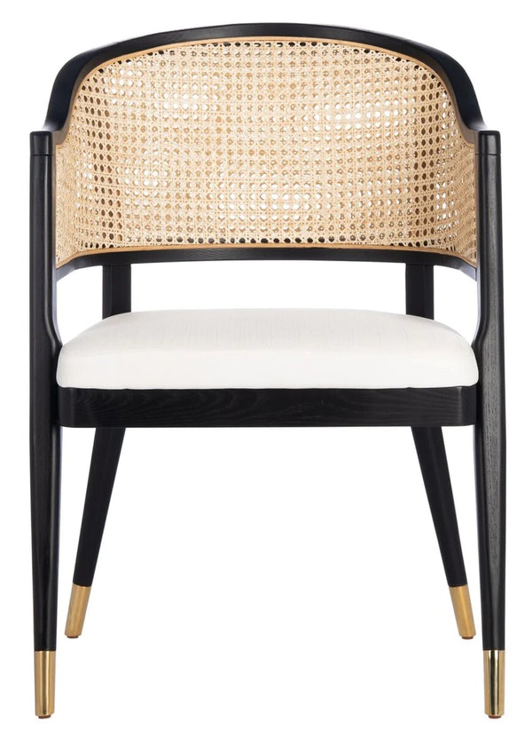 Classic Rattan Solid Wood Arm Chair - Black Finish