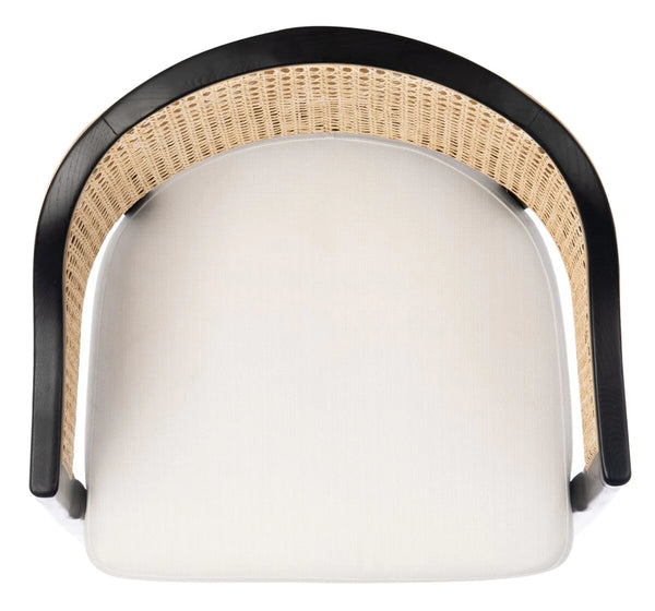 Classic Rattan Solid Wood Arm Chair - Black Finish