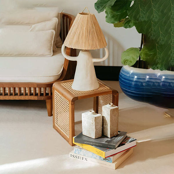 Berlin Solid Wood Rattan Side Table