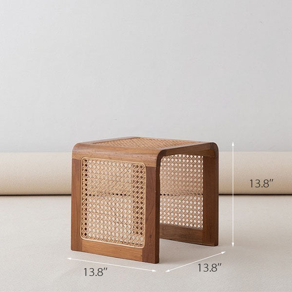 Berlin Solid Wood Rattan Side Table