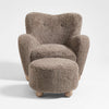Antalya Modern Shearling Accent Chair With Ottoman
