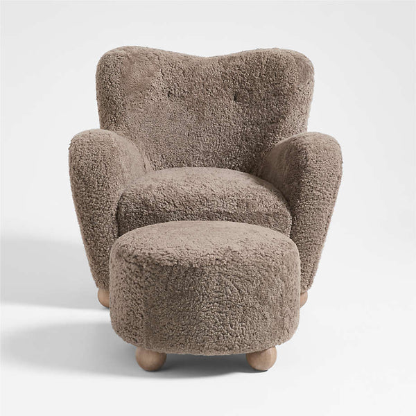 Antalya Modern Shearling Accent Chair With Ottoman