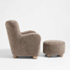 Antalya Modern Shearling Accent Chair With Ottoman