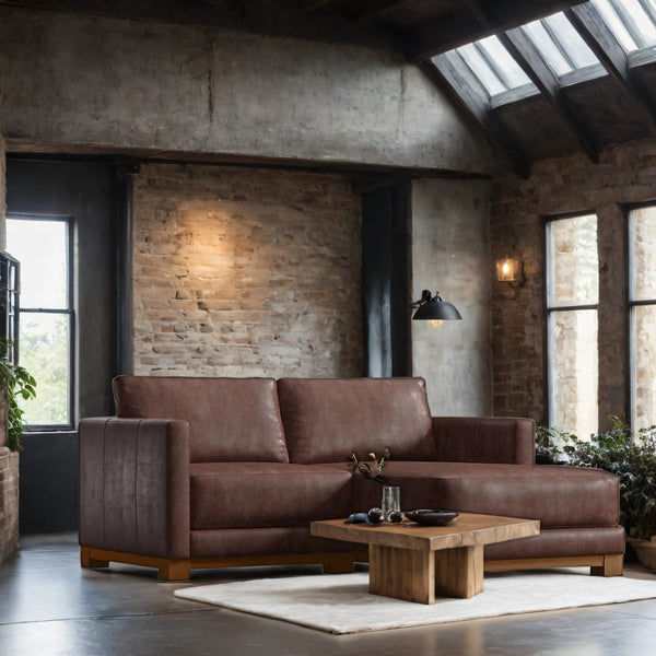 Antalya Modern Wood Frame 2 Piece Sectional Leather Sofa