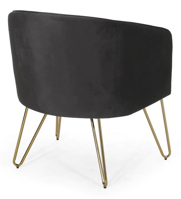Modern Fabric and Metal Legs Black Colour Barrel Chair