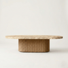 Sora Oak Wood & Emperador Marble Coffee Table