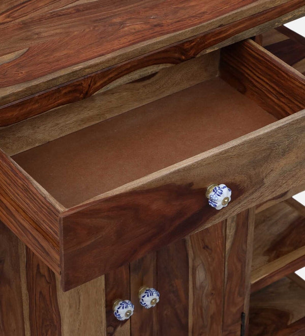 Sheesham Shoe Rack Cabinet In Natural Finish