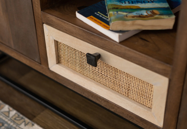 Rattan Modern Mango Wood Sideboard With Cane Work