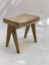 Rattan Classic Sheesham Wood Stool - Light Walnut