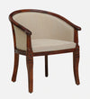 Classic Sheesham Wood Arm Chair In Beige & Honey Oak Finish